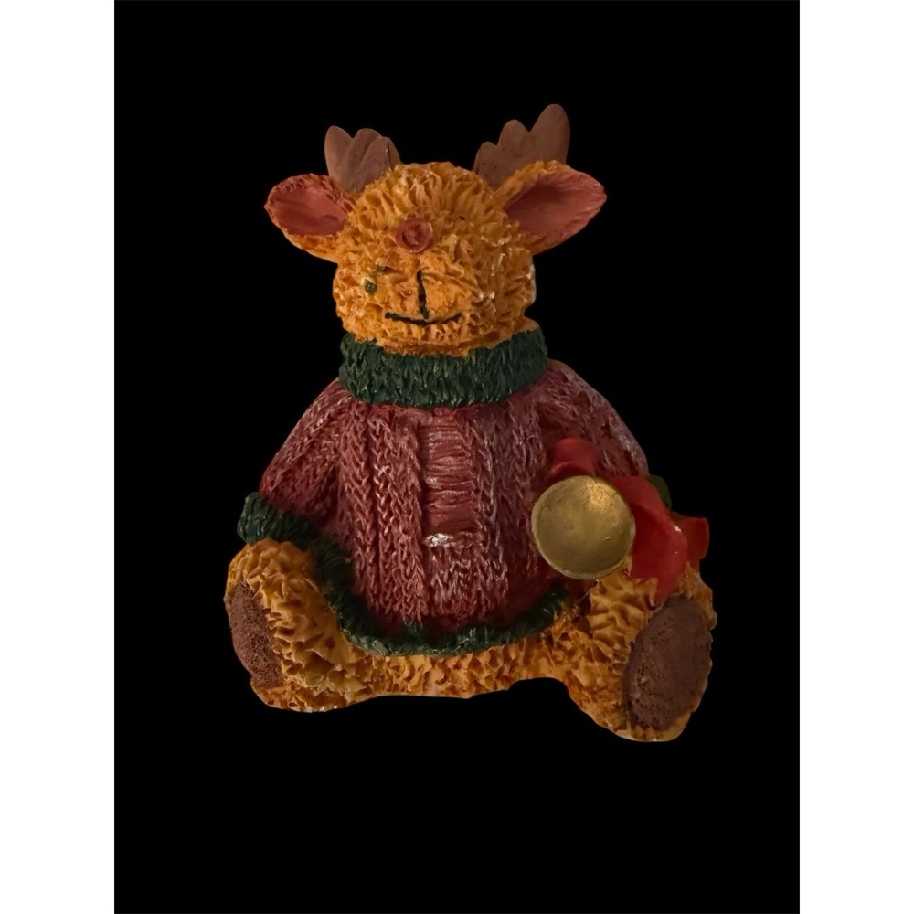 Holiday Collection Reindeer Figurine wearing knitted sweater Vintage Collectible - Picture 3 of 5